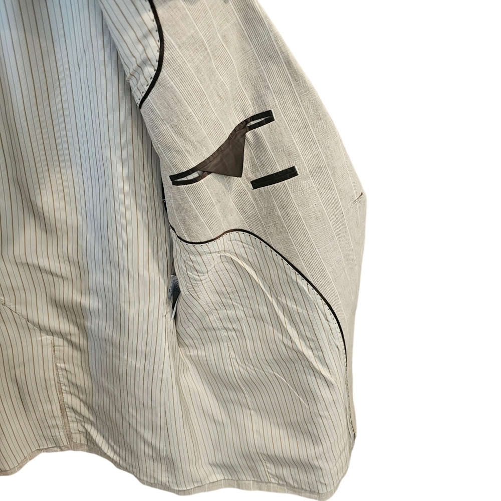New Banana Republic Men's Linen Blend Blazer - Light tan Striped - Picture 8 of 13